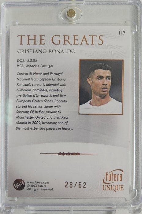 Futera Unique Cristiano Ronaldo 28/62 Serialized card Card -, Collections, Autocollants