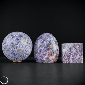 Eenhoorn-mineralen-set – bol, vrije vorm en kubus met, Verzamelen