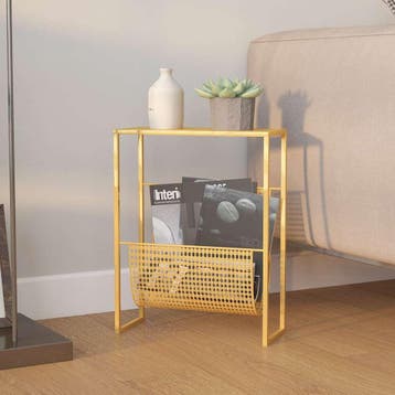 vidaXL Tijdschriftenrek 35x15x45 cm staal goudkleurig, Huis en Inrichting, Verzenden, Nieuw