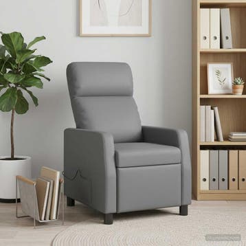 vidaXL Massage Relaxstoel Grijs Kunstleer, Verzenden, Nieuw