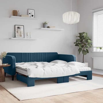 vidaXL Slaapbank onderschuifbed en matrassen 100x200 cm, Verzenden