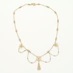 Halsketting - 18 karaat Geel goud - Parel, Handtassen en Accessoires, Nieuw