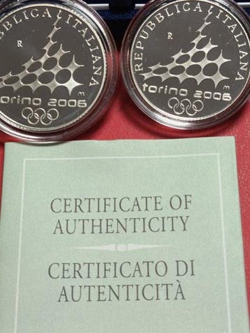 Italië. 5 Euro / 10 Euro 2005 Torino 2006 (2 coins) Proof
