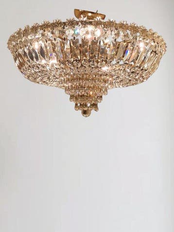 Plafondlamp - Messing, Kristal