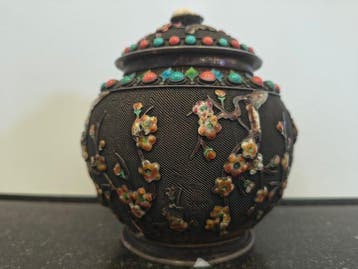 Antiek Bak - Prachtige Chinese cloisonné theedose uit de
