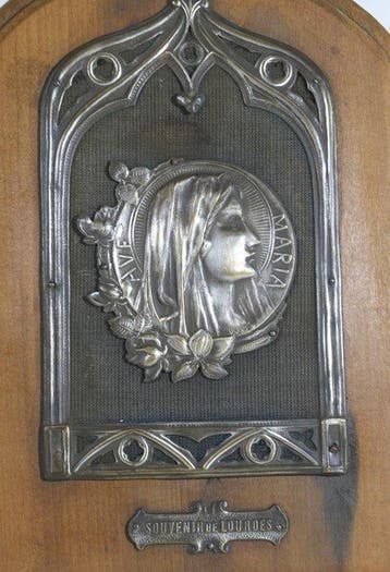 Icoon - Maria Souvenir van Lourdes - Hout, Messing, Antiek en Kunst