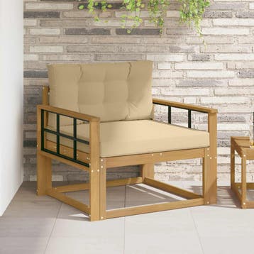 vidaXL Buiten Midden Sofa Polyester Wit, Huis en Inrichting, Zetels | Voetbanken en poefs, Verzenden, Nieuw