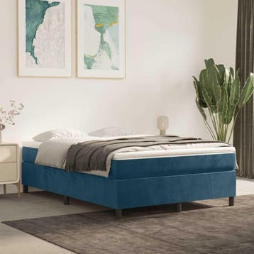 vidaXL Boxspring bed 140x200 cm fluweel donkerblauw, Verzenden, Nieuw