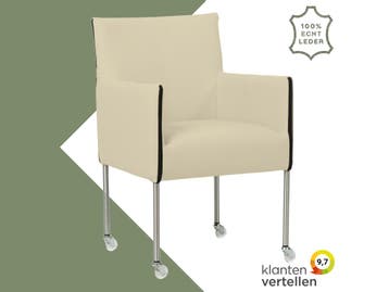 Leren eetkamerstoel More - Toledo Polar (crème) - Poten, Huis en Inrichting, Overige kleuren, Bohemian, Industrieel, Modern, Scandinavisch