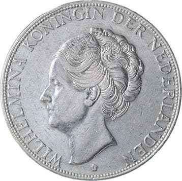 Nederland. Wilhelmina. 2 1/2 Gulden 1932 grof haar