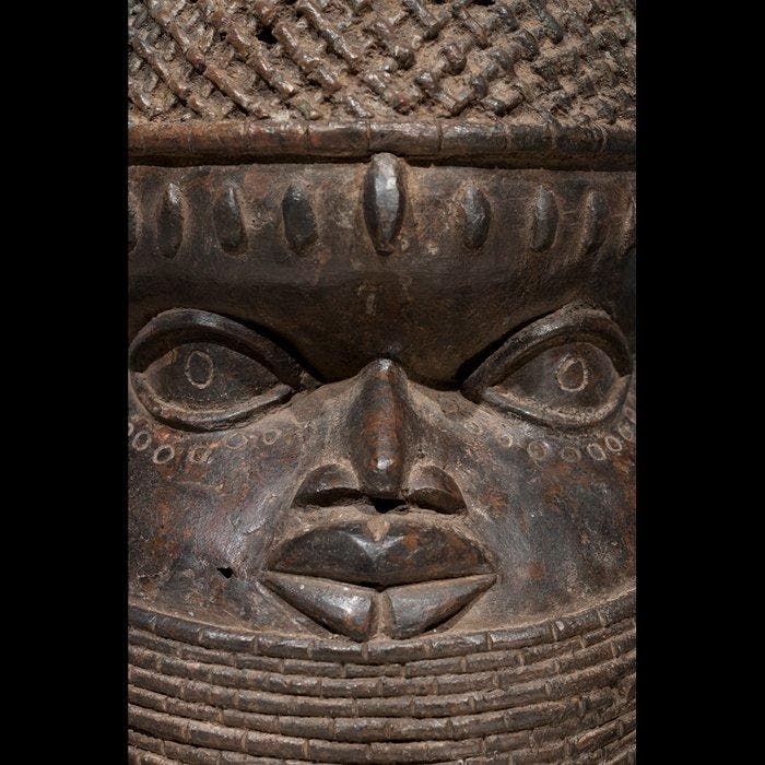 Koninklijk hoofd van Ifé - antiek brons - Yoruba - Nigeria, Antiek en Kunst, Kunst | Niet-Westerse kunst