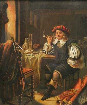 École européenne (XIX) - Hombre fumando, Antiek en Kunst