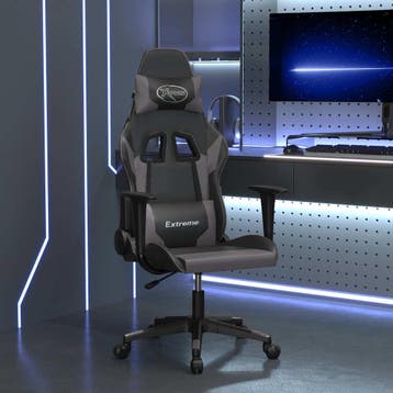 vidaXL Massage gamestoel kunstleer zwart en grijs, Verzenden