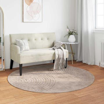 vidaXL Vloerkleden Rond GALATI Beige Ø 120 CM Polyester, Verzenden