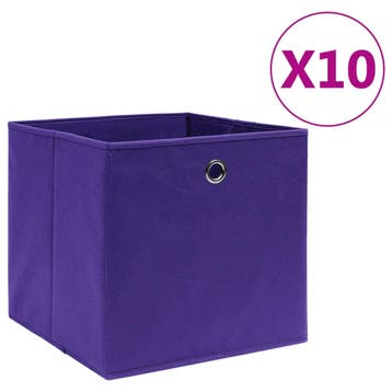 vidaXL Opbergboxen 10 st 28x28x28 cm nonwoven stof paars, Verzenden, Nieuw