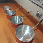 Kookpottenset (4) - Roodkoper, messing - Nieuw, tinnen