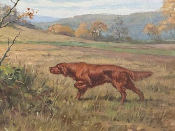 Jacques Cartier (1907-2001) - Setter irlandese in ferma, Antiquités & Art