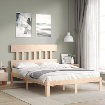 vidaXL Bedframe met hoofdbord massief hout, Verzenden, Nieuw