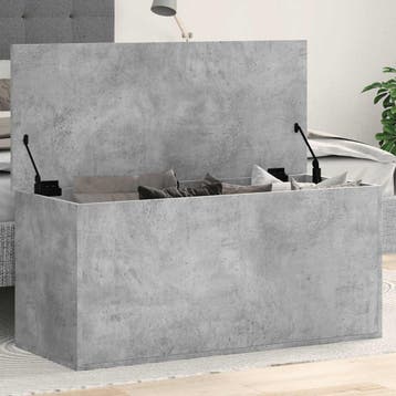 vidaXL Opbergbox 100x42x46 cm bewerkt hout betongrijs, Verzenden