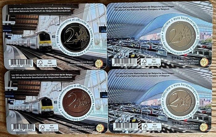 België. 2 Euro 2026 SNCB - NMBS (4 coincards) (Zonder, Timbres & Monnaies, Monnaies | Europe | Monnaies non-euro