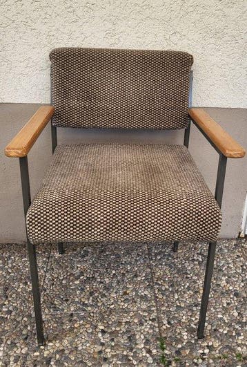 Chaise - Acier, Tissu, Bois - fauteuil à accoudoirs, Antiquités & Art