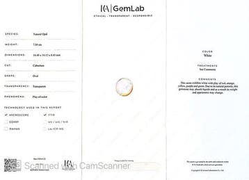 Zonder minimumprijs - 1 pcs Wit Opaal - 7.84 ct - Carat Gem, Nieuw