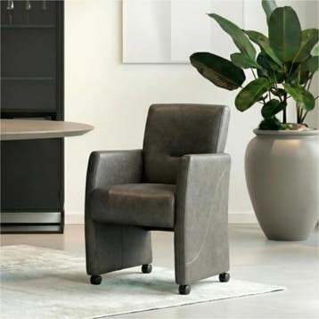 Set van 8 Leren eetkamerstoelen Pleasure - Vintage Grey, Ophalen of Verzenden