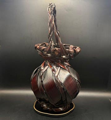 Panier à fleurs en bambou japonais Ikebana, avec doublure