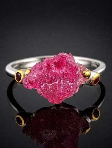Roze robijn statement ring - 925 sterling zilver -