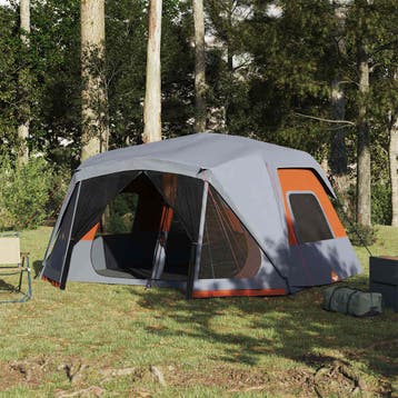 vidaXL Tent 10-persoons waterdicht snelontgrendeling grijs, Caravanes & Camping, Verzenden