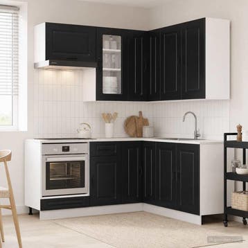 vidaXL Keukenblok KALMAR 8 pcs Zwart Bewerkt hout, Verzenden