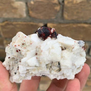 Geëtste rode granaat met zwarte toermalijn – Skardu,