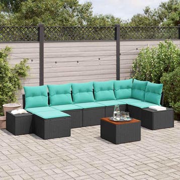vidaXL Tuinbank Set 8 st Zwart poly rattan, Verzenden, Nieuw
