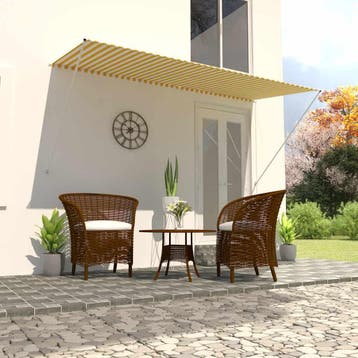 vidaXL Luifel uittrekbaar 300x150 cm geel en wit, Tuin en Terras, Zonneschermen, Verzenden, Nieuw