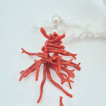 Corail rouge - Argent - Boucles doreilles - CORALLO