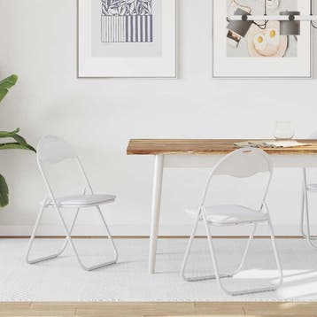 vidaXL Inklapbare stoel 2 st Kunstleer Wit 48 x 43,5 x 81 cm, Verzenden, Nieuw