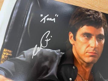 Scarface - 18x12 photo signed by Al Pacino with rare “Tony”