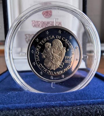 Vaticaan. 2 Euro 2022 Madre Teresa Proof (Zonder, Postzegels en Munten