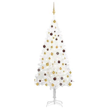 vidaXL Kunstkerstboom met verlichting en kerstballen 210 cm, Verzenden