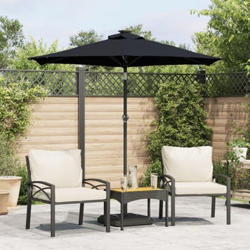 vidaXL Parasol met stalen paal 225x225x212 cm zwart, Verzenden, Nieuw