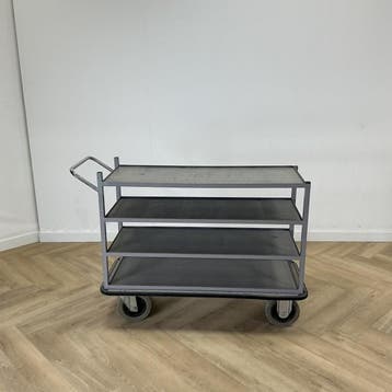 Zwartwoud Magazijn plateauwagen 4 plateaus met 2 zwenkwielen, Zakelijke goederen