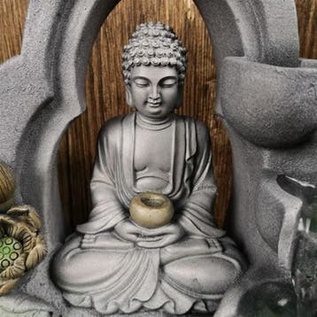 Boeddha Sier Waterval - LED Verlichting - Zen Garden Feng, Verzenden, Nieuw