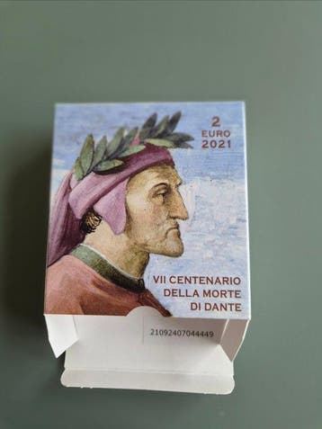 Vaticaan. 2 Euro 2021 Dante Alighieri + Caravaggio (2