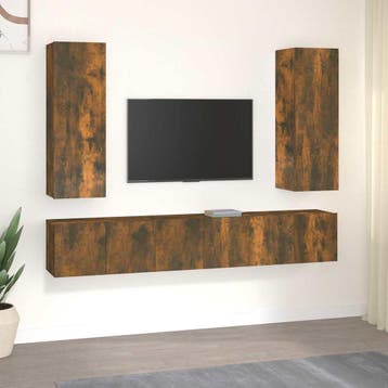 vidaXL 5-delige Tv-meubelset bewerkt hout gerookt, Verzenden