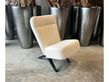 Veiling - Fauteuil Denzi - Boucle - Stof - Wit - Creme, Huis en Inrichting, Nieuw