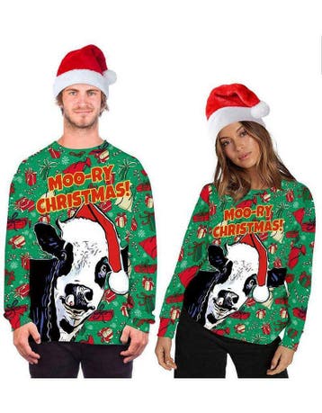 Moo-ry Christmas kerstrui met koe, Hobby en Vrije tijd, Ophalen of Verzenden, Nieuw