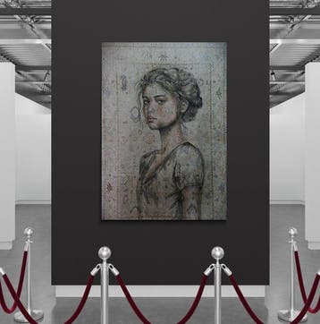Jacqueline Klein Breteler - “Softly, she appears.”-painting, Antiek en Kunst