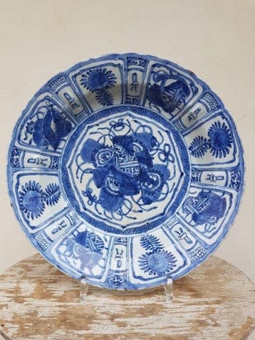 Grote Chinese blauw-witte Kraakporselein-schotel –