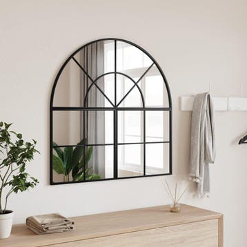 vidaXL Wandspiegel boog 80x80 cm ijzer zwart, Verzenden