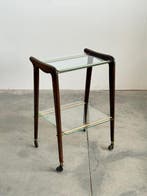 Chariot de service - Bois, Laiton, Verre - mi-siècle, Antiquités & Art